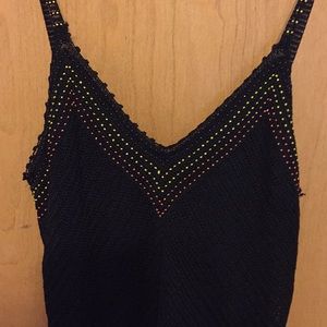 Black Beaded Top...Dressy NWOT